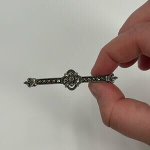 Vintage Judith Jack sterling silver marcasite art deco bar brooch